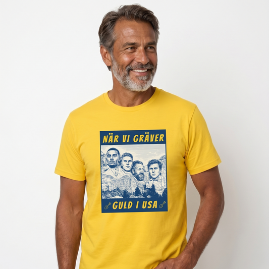 När vi gräver guld i USA Mount Rushmore | Sverige VM 2026 | Rolig Fotboll T-shirt Lirare Wear